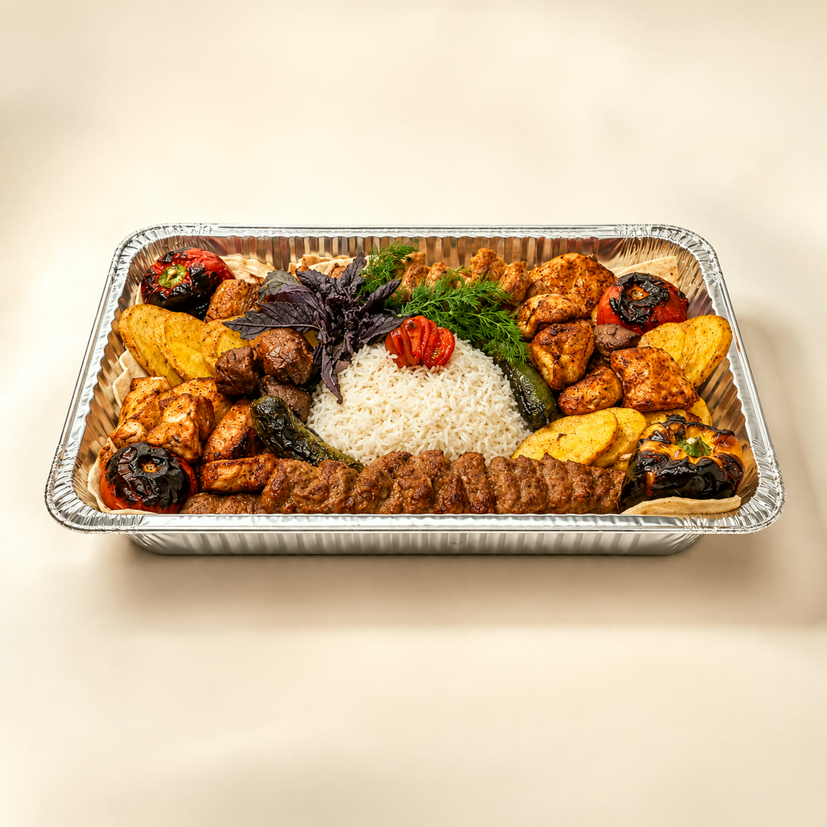 Mixed grill catering tray